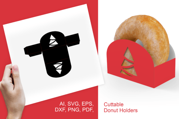 3D SVG Gift Boxes: Christmas Trees Donut Holder Template