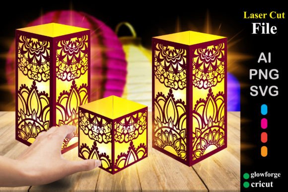 3D SVG Mandala Lantern: Premium Shapes
