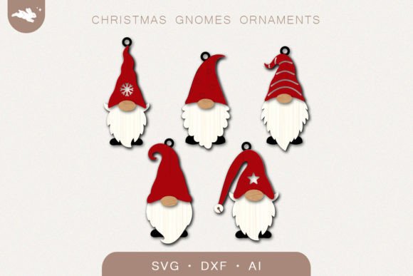 Christmas 3D SVG Gnome Ornaments Bundle