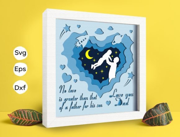 Dad and Son Papercut Light Box: 3D SVG for Shadow Boxes