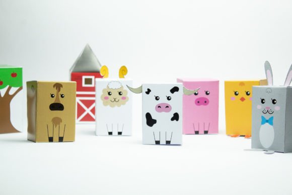 Farm Paper Boxes Toy Set: 3D SVG Freebies