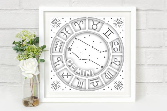 Gemini Shadow Box Svg: 3D SVG for Shadow Boxes