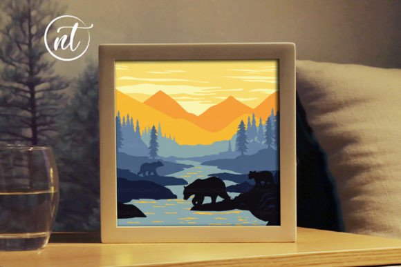 Mama Bear Light Box: 3D SVG Shadow Boxes