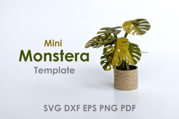 Realistic Monstera Plant Template: 3D SVG & Paper Flowers