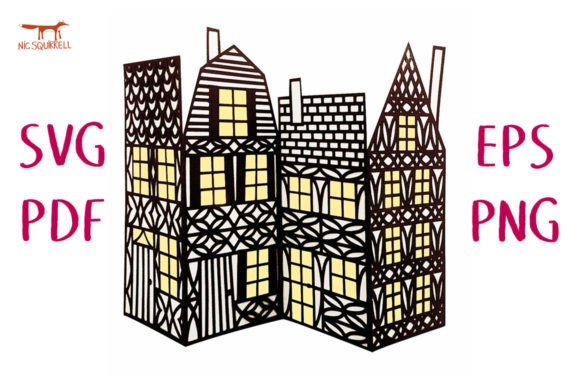 Timbered Houses Accordion Card SVG Cut: 3D SVG Shapes Review