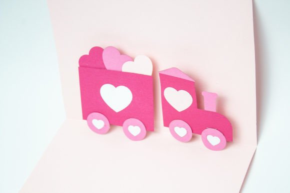 Valentine’s Train 3D SVG for Greeting Cards
